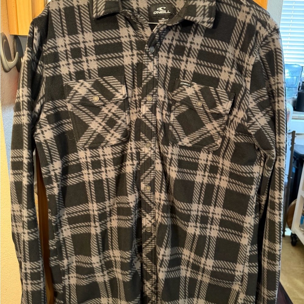 O'Neill Black and Gray Plaid Flannel